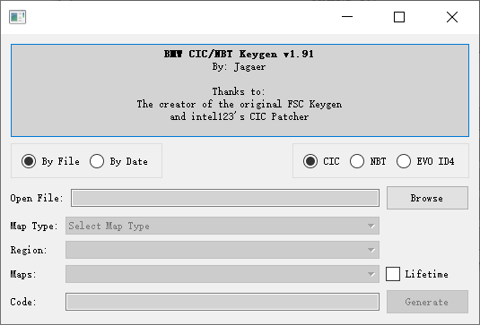 【软件】BMW CIC FSC Generator-CIC NBT和EVO ID4导航激活码生成器