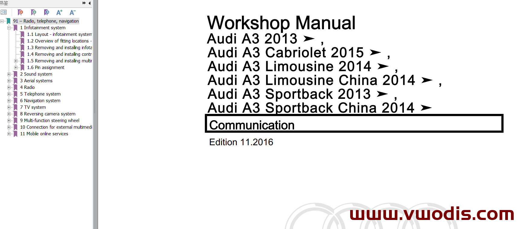 【维修手册】2013-2014奥迪A3维修手册-英文版-2013-2014 Audi A3 Workshop Manual
