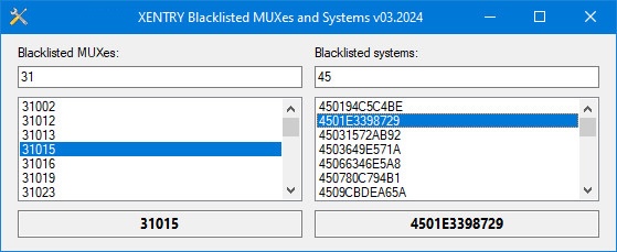 【软件】奔驰【一车网】奔驰XENTRY Blacklisted MUXes and Systems v03.2024