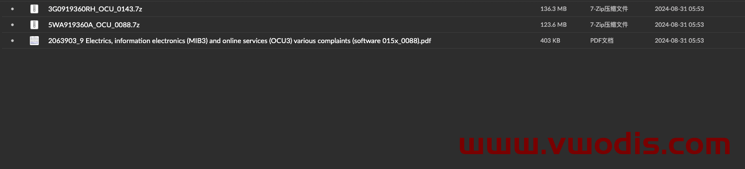 【固件】大众【一车网】大众MOI3 OCU升级固件3G0919360RH_OCU_0143+5WA919360A_OCU_0088