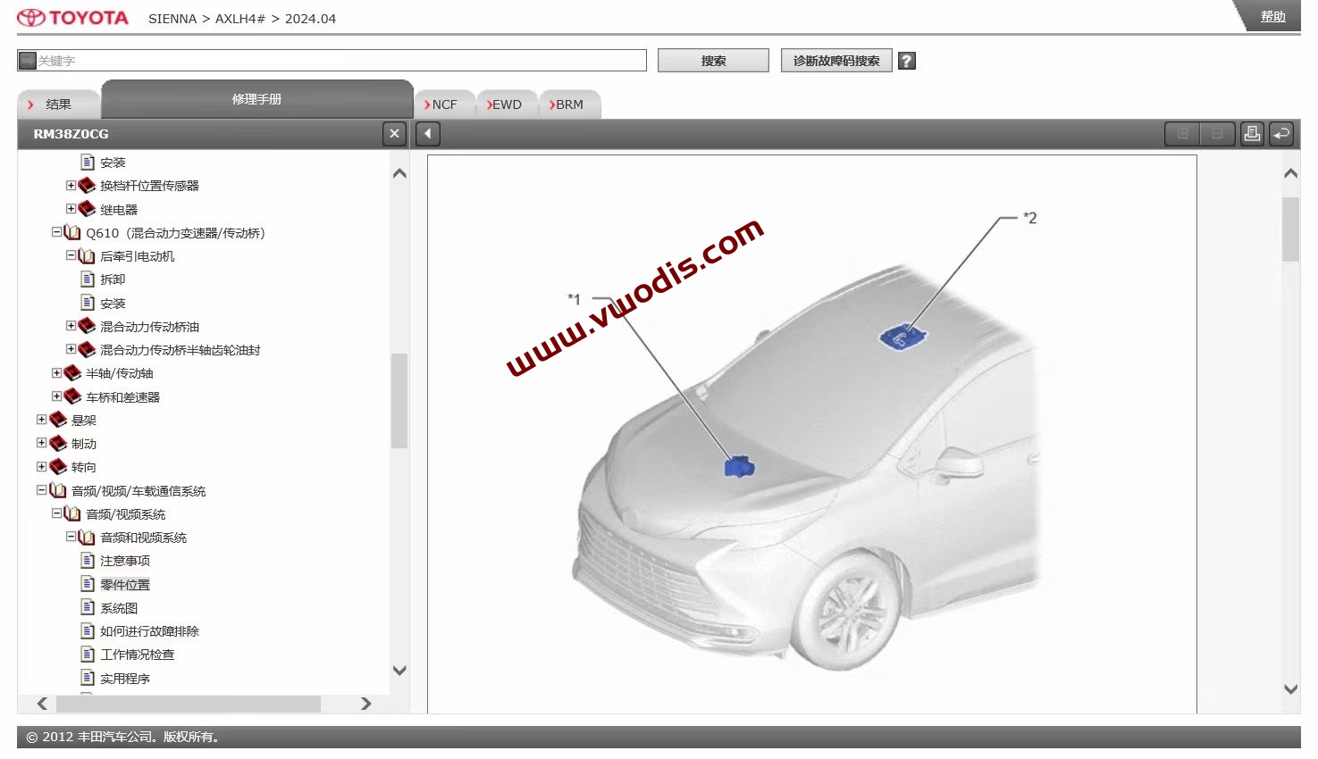 【维修】丰田【一车网】丰田塞纳 格瑞维亚2024款电路图+维修手册