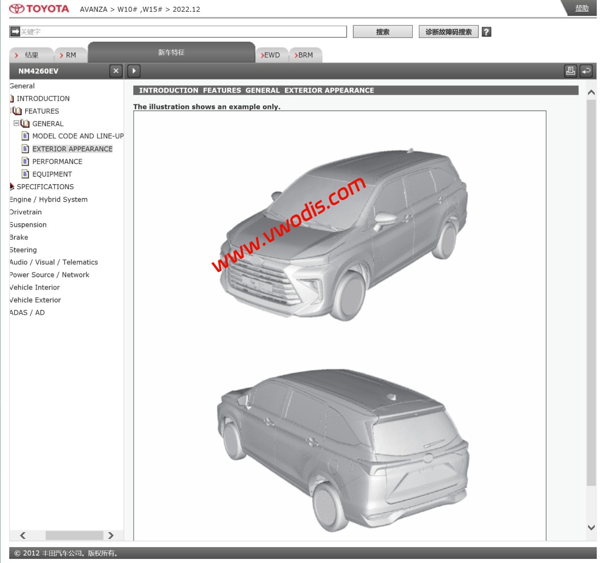 【维修】丰田【一车网】丰田AVANZA W10 W15 2022电路图+维修手册-英文版