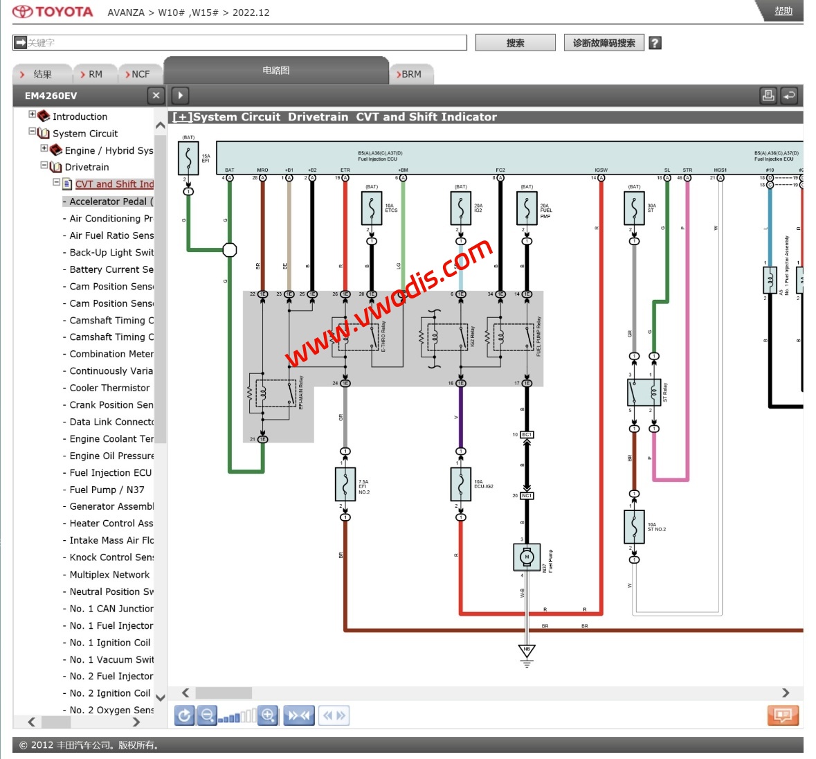 【维修】丰田【一车网】丰田AVANZA W10 W15 2022电路图+维修手册-英文版