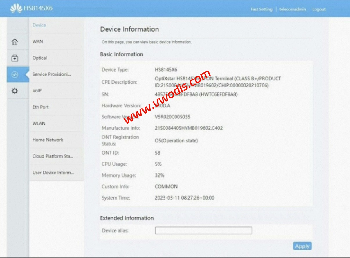 【光猫】华为光猫HS8145X6英文固件V5R020C00S035