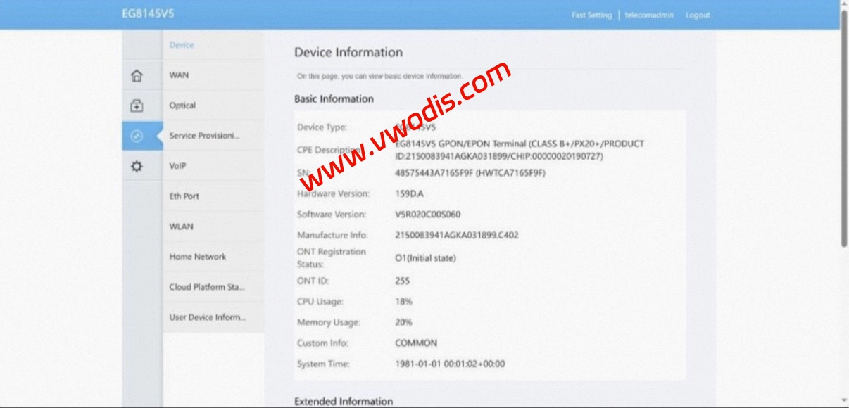【固件】华为光猫EG8145V5 V5R020C00S060英文固件