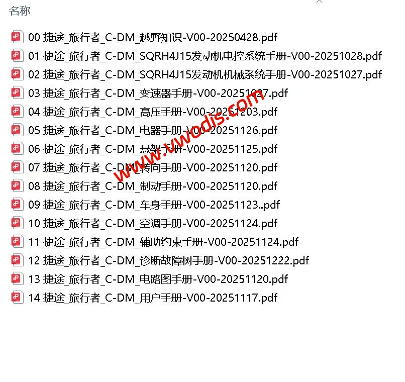 【维修】捷途汽车旅行者C-DM 2026款维修手册+电路图+诊断手册+故障诊断+用户手册