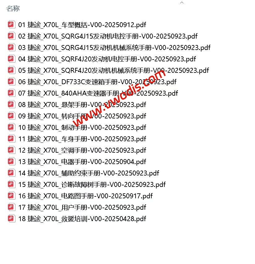 【维修】捷途汽车X70L 2026款维修手册+电路图+诊断手册+故障诊断+用户手册