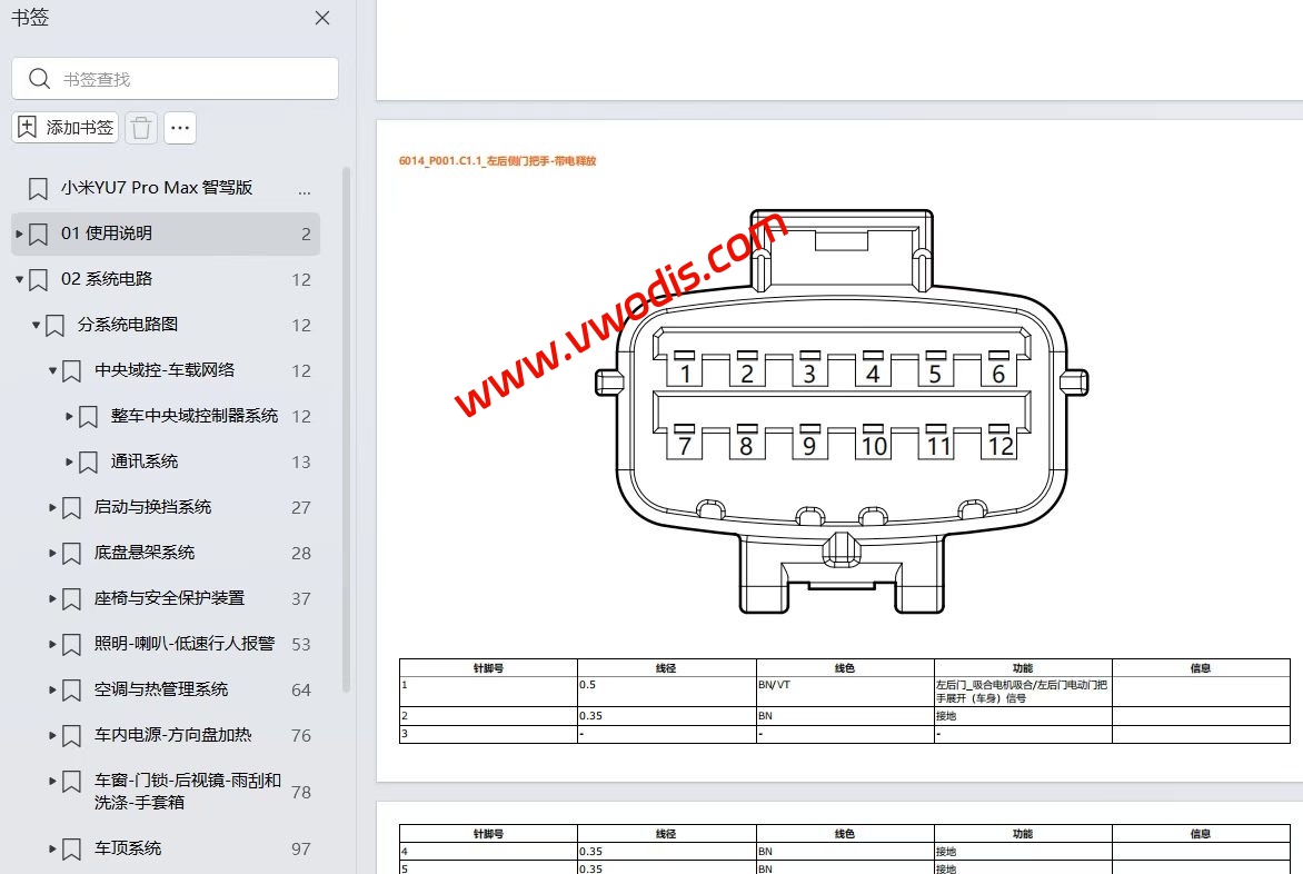 【维修】Xiaomi 小米YU7 PRO MAX智驾版 2025款维修手册+电路图+诊断手册+用户手册+配件手册
