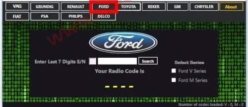 【软件】Radio code generator 2024 VAG, Renault Dacia, Ford, Toyota