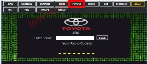 【软件】Radio code generator 2024 VAG, Renault Dacia, Ford, Toyota
