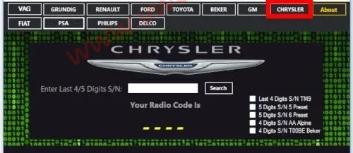 【软件】Radio code generator 2024 VAG, Renault Dacia, Ford, Toyota